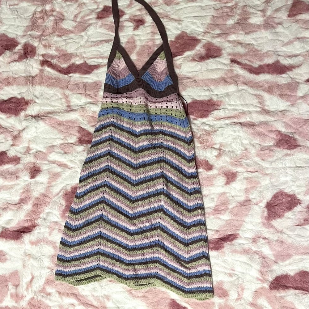 Pink Rose Knit Cover Up Beach Dress